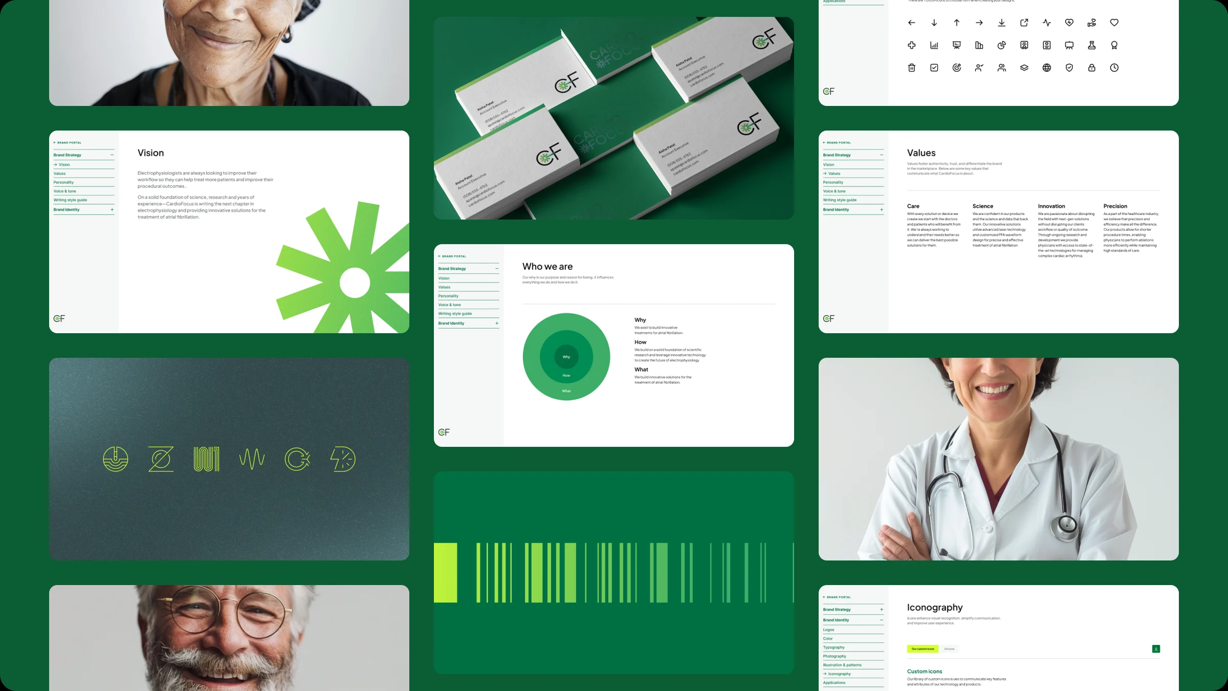 A grid of CardioFocus product and campaign slides.