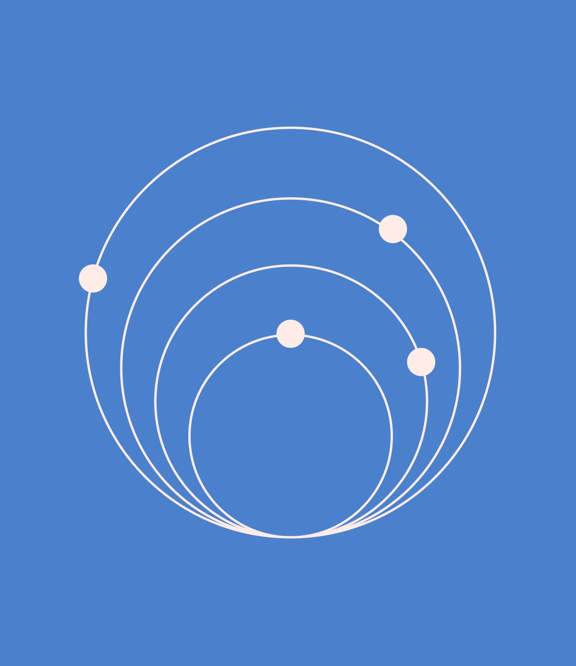 Irvin brand graphic: nested orbits with points of light, in white on Irvin blue.