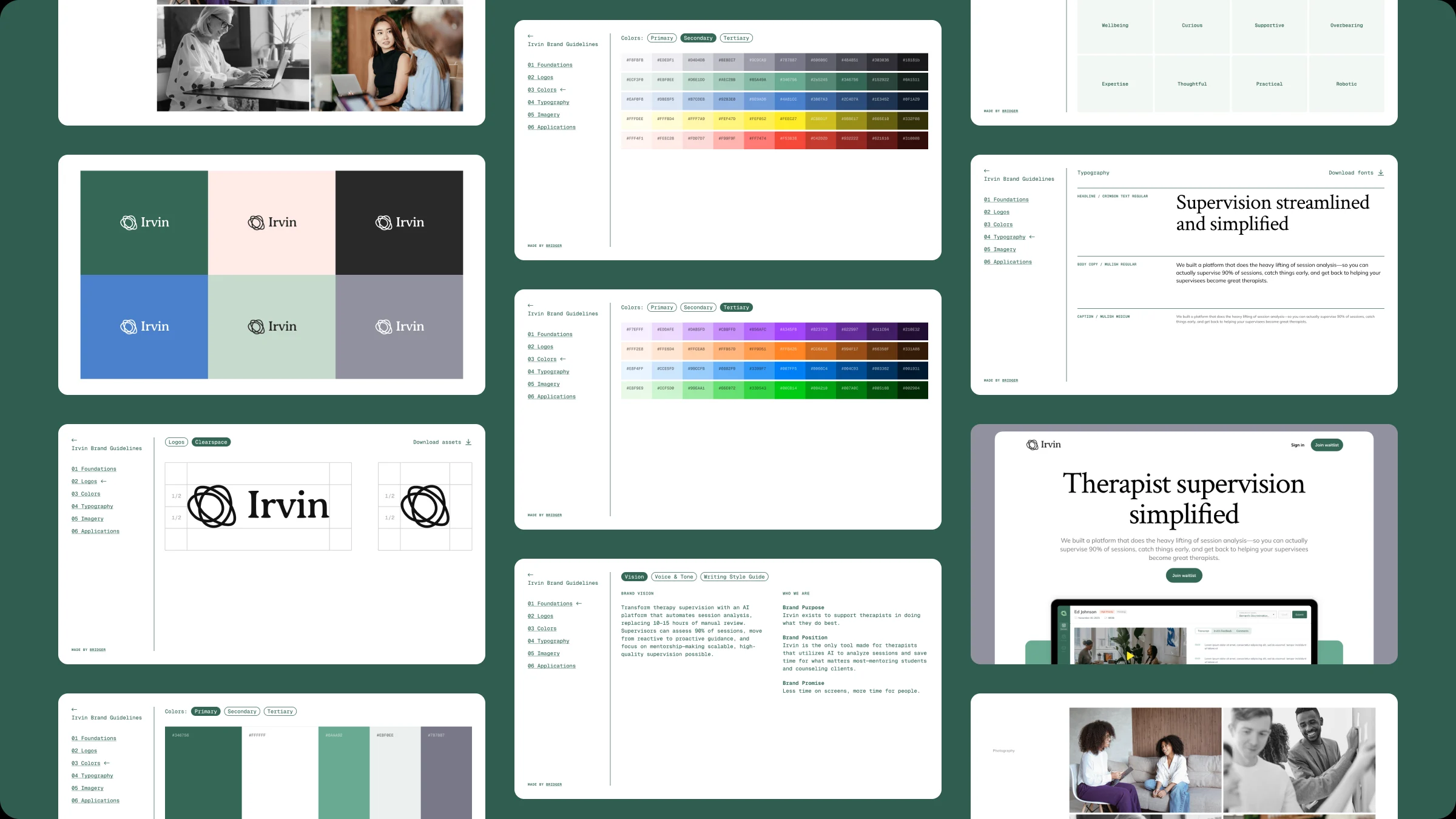 A grid of Irvin product and brand slides.