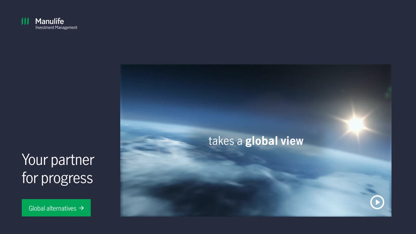 Global Alts cover: "Your partner for progress" with a "Global alternatives" button.